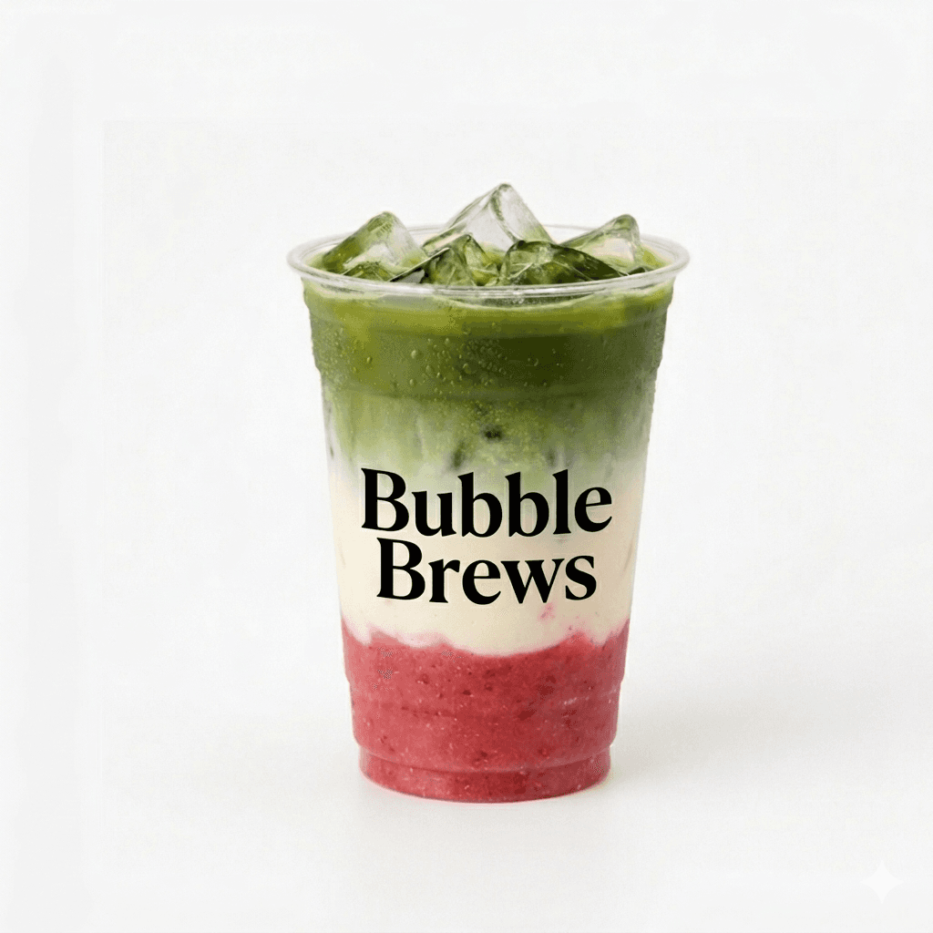 Strawberry Vanilla Bloom Matcha Latte